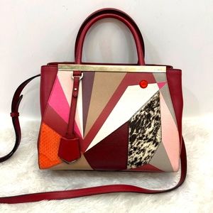 AUTHENTIC Fendi  2jours Marquery Geometric Red/ Multicolor RARE.